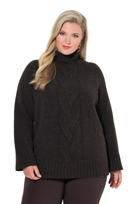 Pullover, Loose Fit, Zopfmuster, Stehkragen