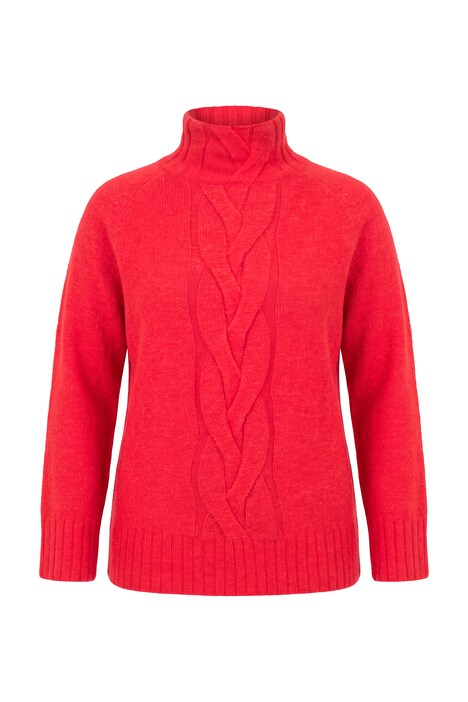 Pullover, Loose Fit, Zopfmuster, Stehkragen