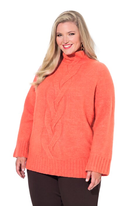 Pullover, Loose Fit, Zopfmuster, Stehkragen