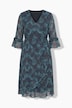 Chiffonkleid, A-Linie, Wickeloptik, Midilänge, Volants