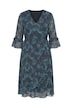 Chiffonkleid, A-Linie, Wickeloptik, Midilänge, Volants