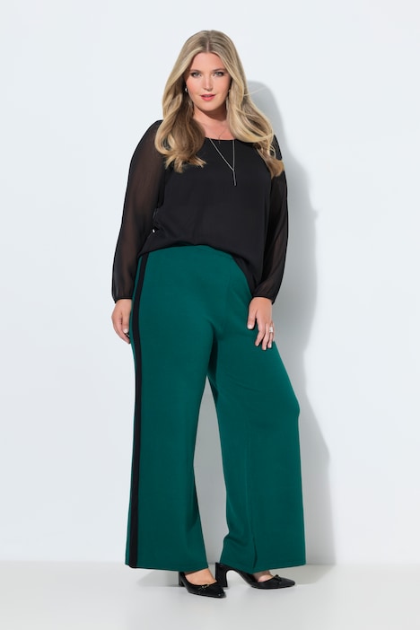Sweatpants, wijde pijpen, zijstrepen, elastische tailleband