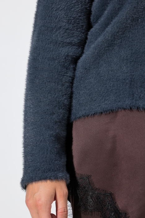 Cardigan, kort komfortpassform, fluffy strikk, lange ermer