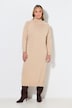 Gebreide maxi-jurk, losse pasvorm, col, lange mouwen