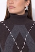 Pull coupe évasé, motif losanges argyle et manches longues