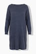 Gebreide midi-jurk, loose fit, wijde U-boothals
