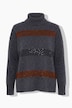 Pull coupe évasée, larges rayures pailletées et col roulé