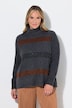 Pull coupe évasée, larges rayures pailletées et col roulé