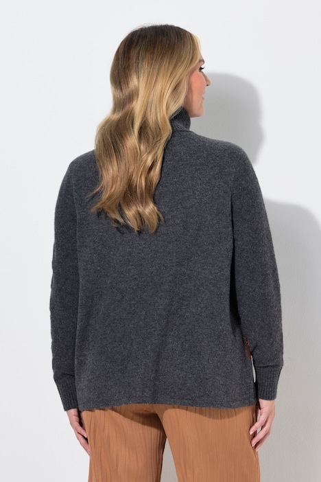 Pull coupe évasée, larges rayures pailletées et col roulé