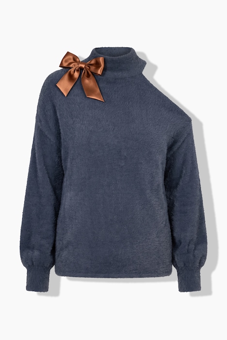 Pullover, Boxy Fit, Schulter CutOut, Schleifenbrosche