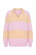 Polo-Pullover, Boxy Fit, Blockstreifen, Ballon-Langarm