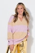 Polo-Pullover, Boxy Fit, Blockstreifen, Ballon-Langarm