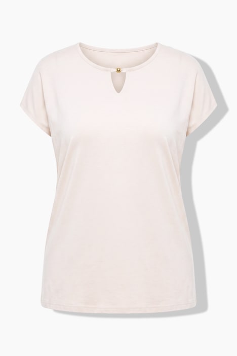 T-Shirt, A-Linie, Ausschnitt mit goldener Perle