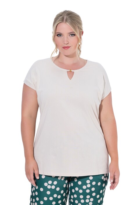 Keyhole Cutout Cap Sleeve Tee