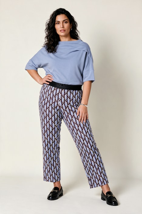 Hose Sienna, Slim Legs, Jersey, Minimal-Muster, Elastikbund