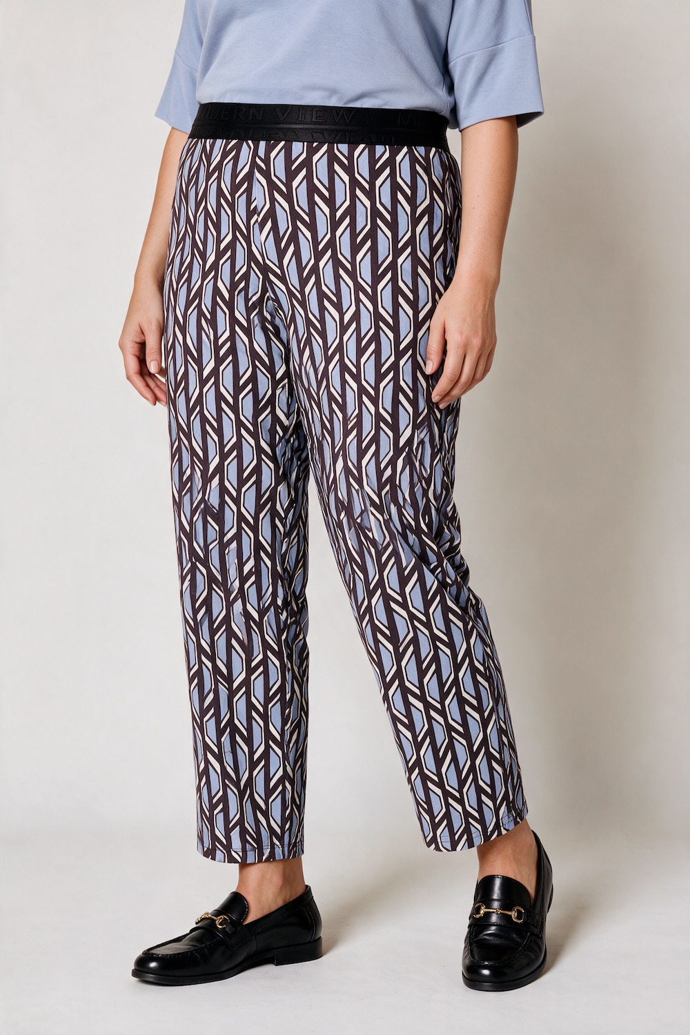 Hose Sienna, Slim Legs, Jersey, Minimal-Muster, Elastikbund