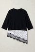 T-Shirt, Regular Fit, Punkten, asymmetrischer Saum, Spitze