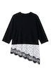 T-Shirt, Regular Fit, Punkten, asymmetrischer Saum, Spitze