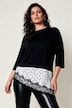T-Shirt, Regular Fit, Punkten, asymmetrischer Saum, Spitze