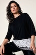 T-Shirt, Regular Fit, Punkten, asymmetrischer Saum, Spitze
