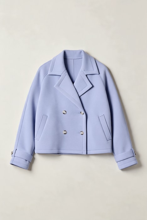 Scuba-Jacke, oversized, Reverskragen, doppelreihige Knopfleiste