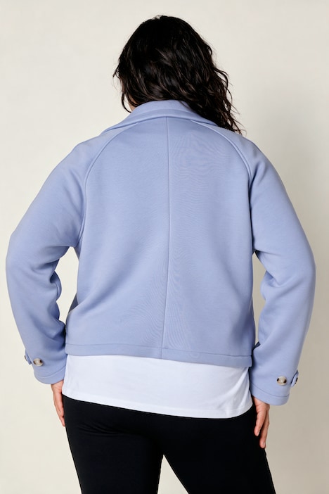 Scuba-Jacke, oversized, Reverskragen, doppelreihige Knopfleiste