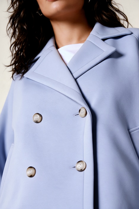 Scuba-Jacke, oversized, Reverskragen, doppelreihige Knopfleiste