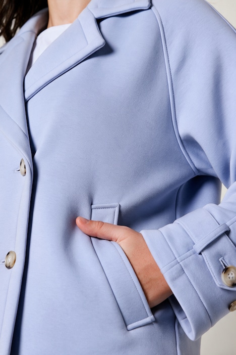 Scuba-Jacke, oversized, Reverskragen, doppelreihige Knopfleiste