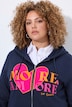 Sweatjacke, Herz, Schriftmotiv, Kapuze, Langarm