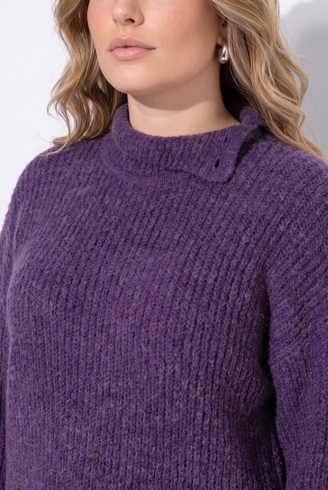 Rollkragen-Pullover, Boxy Fit, Stehkragen, Sternenknöpfe