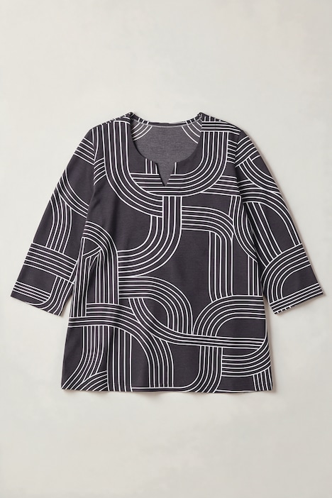 T-Shirt, bequem, grafisches Muster, 3/4-Ärmel
