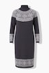 Midi-Strickkleid, gerade Passform, Norwegermuster, Glitzersteinchen