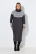 Midi-Strickkleid, gerade Passform, Norwegermuster, Glitzersteinchen