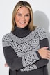 Midi-Strickkleid, gerade Passform, Norwegermuster, Glitzersteinchen