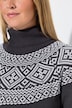 Midi-Strickkleid, gerade Passform, Norwegermuster, Glitzersteinchen