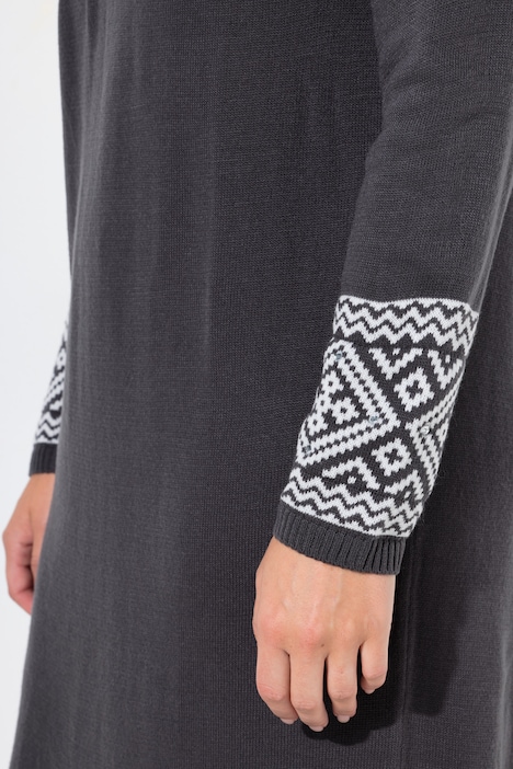 Midi-Strickkleid, gerade Passform, Norwegermuster, Glitzersteinchen