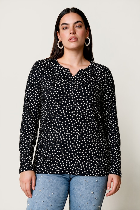 Langarmshirt, Classic Fit, Punkte, elastischer Saum