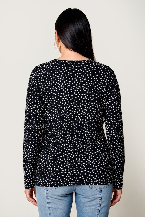 Langarmshirt, Classic Fit, Punkte, elastischer Saum
