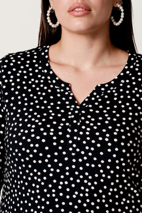 Langarmshirt, Classic Fit, Punkte, elastischer Saum