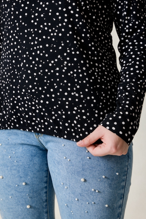 Langarmshirt, Classic Fit, Punkte, elastischer Saum