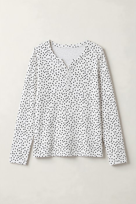 Langarmshirt, Classic Fit, Punkte, elastischer Saum