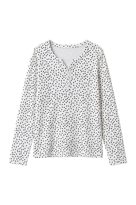 Langarmshirt, Classic Fit, Punkte, elastischer Saum