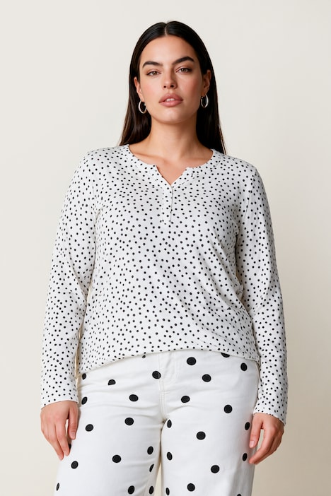 Langarmshirt, Classic Fit, Punkte, elastischer Saum