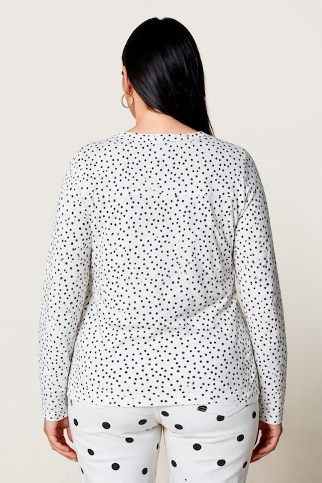 Langarmshirt, Classic Fit, Punkte, elastischer Saum