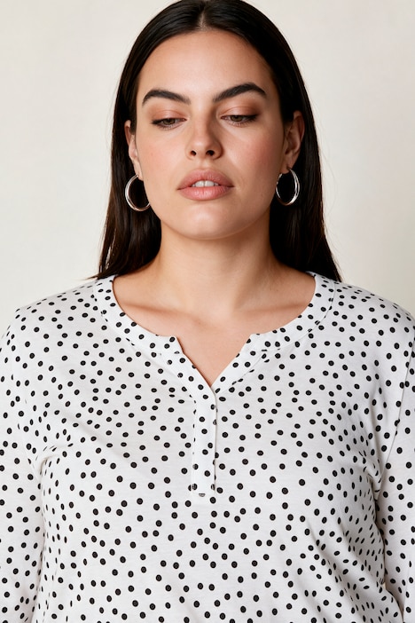 Langarmshirt, Classic Fit, Punkte, elastischer Saum