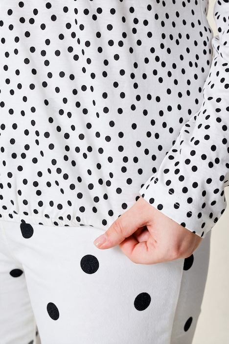 Langarmshirt, Classic Fit, Punkte, elastischer Saum