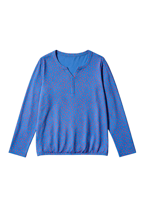 Langarmshirt, Classic Fit, Punkte, elastischer Saum