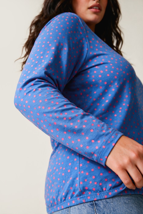 Langarmshirt, Classic Fit, Punkte, elastischer Saum