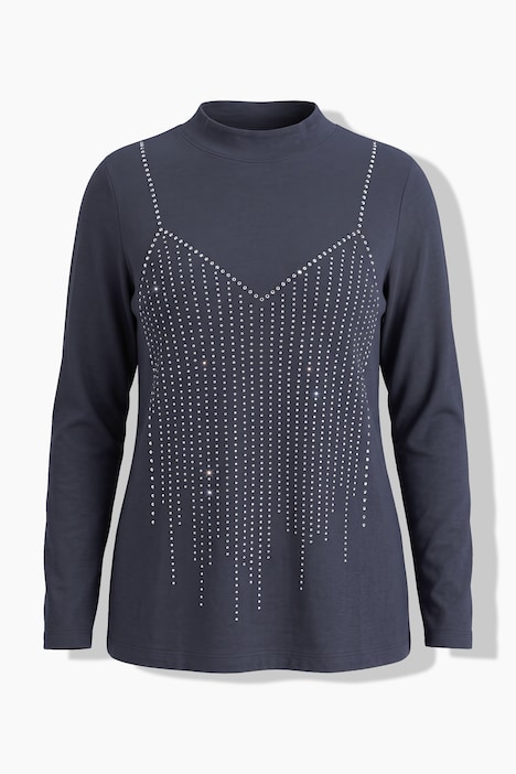 Langarmshirt, Komfort Fit, Glitzersteinchen-