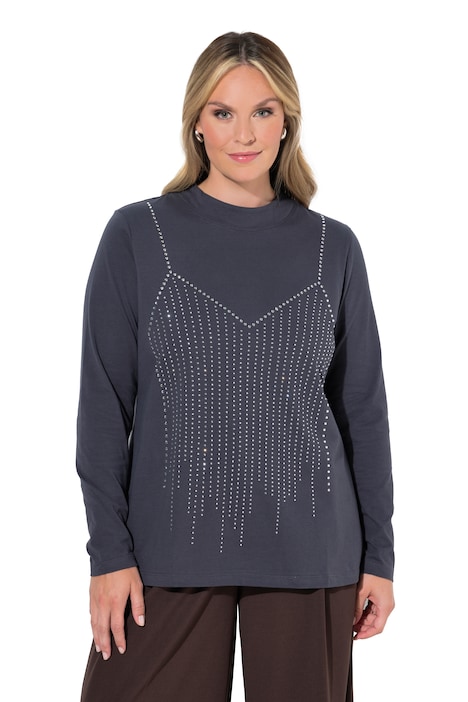 Langarmshirt, Komfort Fit, Glitzersteinchen-